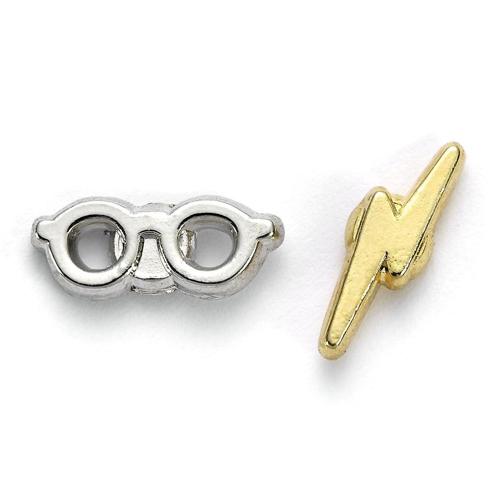 Harry Potter Silver Plated Lightning Bolt & Glasses Stud Earrings