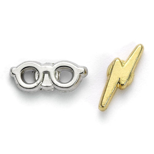 Harry Potter Silver Plated Lightning Bolt & Glasses Stud Earrings
