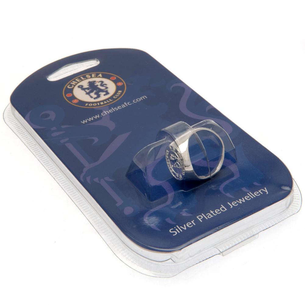 Chelsea FC Silver Plated Crest Ring Large