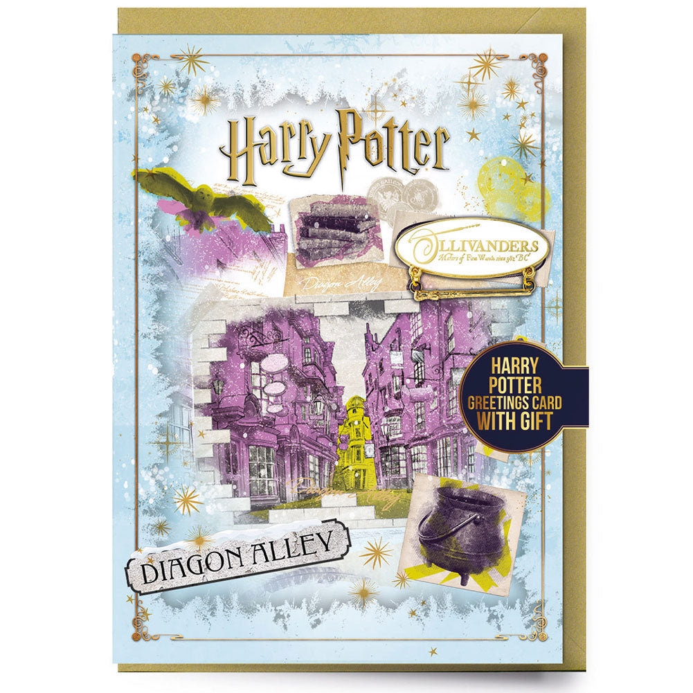 Harry Potter Diagon Alley Greetings Card with Badge