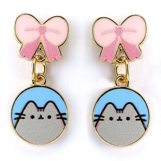Pusheen Gold Plated Bow Drop Earrings