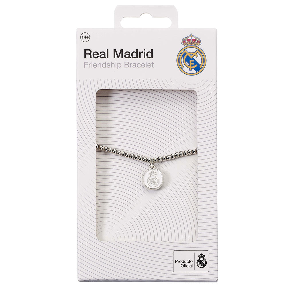 Real Madrid CF Silver Finish Bead Bracelet