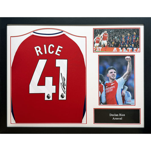 Arsenal FC Rice Signed Shirt (Framed)