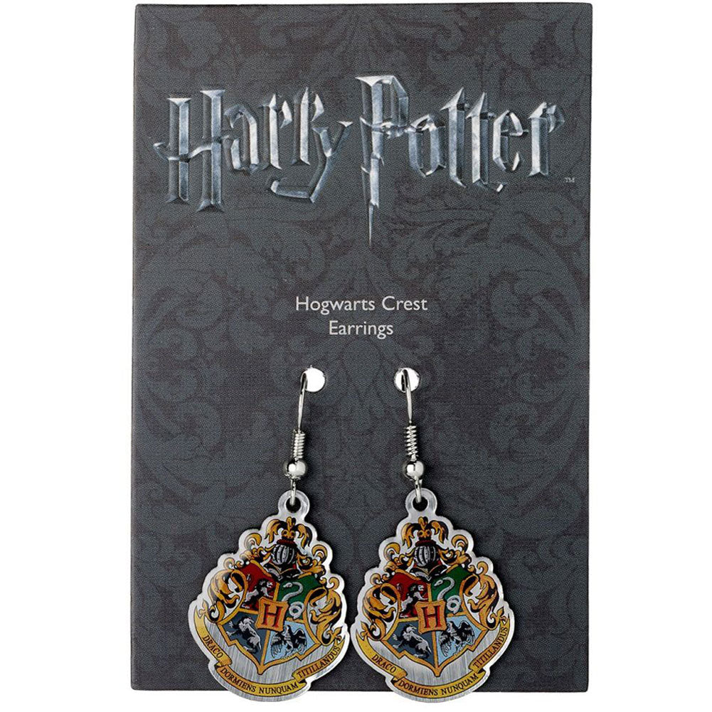 Harry Potter Silver Plated Hogwarts Crest Hook Earrings