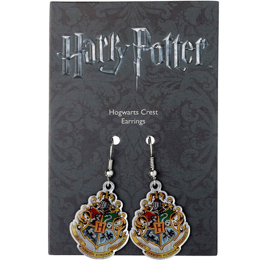 Harry Potter Silver Plated Hogwarts Crest Hook Earrings