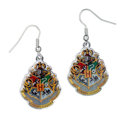 Harry Potter Silver Plated Hogwarts Crest Hook Earrings