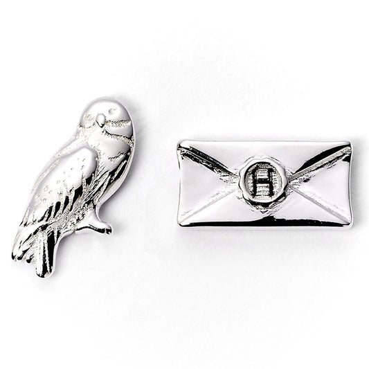 Harry Potter Silver Plated Hedwig Owl & Letter Stud Earrings