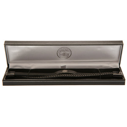 Celtic FC Black IP Leather Bracelet
