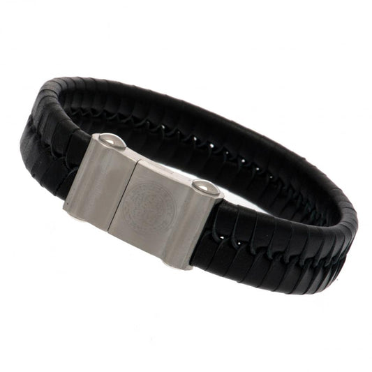 Leicester City FC Single Plait Leather Bracelet