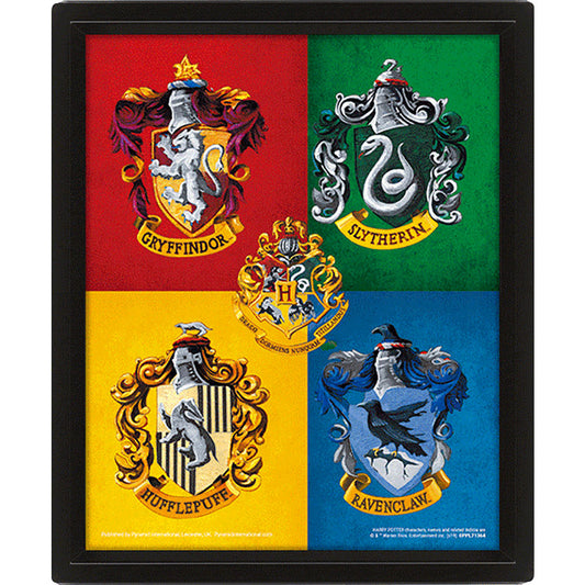 Harry Potter Crests Framed 3D Picture