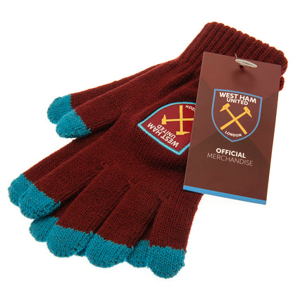 West Ham United FC Touchscreen Knitted Gloves Adults