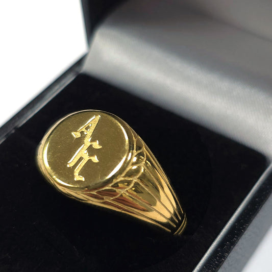 Arsenal FC 18ct Gold Plated on Silver Signet Ring - Q