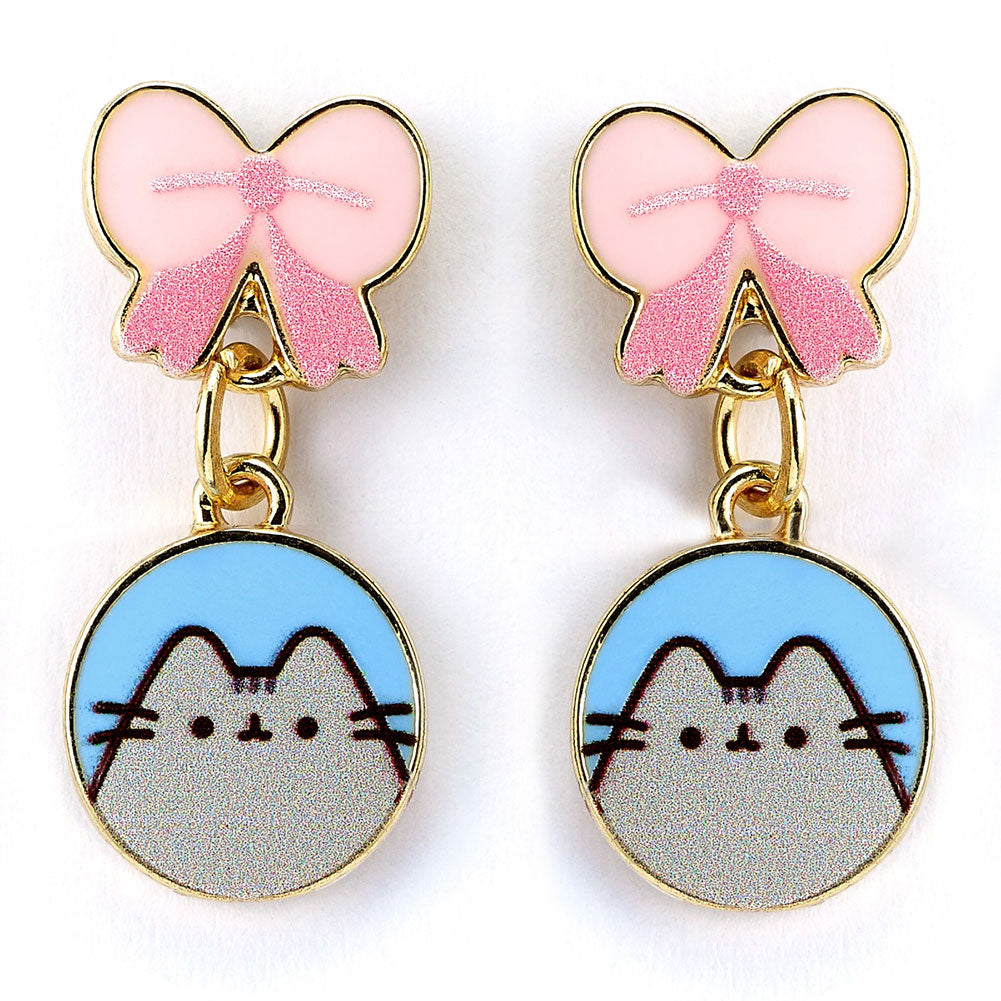 Pusheen Gold Plated Bow Drop Earrings
