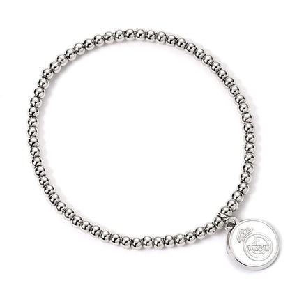 Real Madrid CF Silver Finish Bead Bracelet