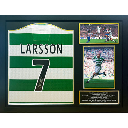 Celtic FC Larsson Centenary Retro Signed Shirt (Framed)