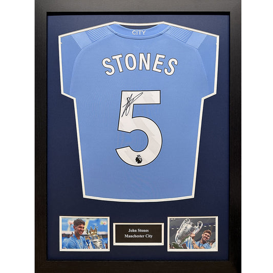 Manchester City FC Stone Signed Shirt (Framed)